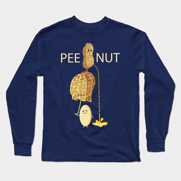 Funny peeing peanut Long Sleeve T-Shirt by spontania